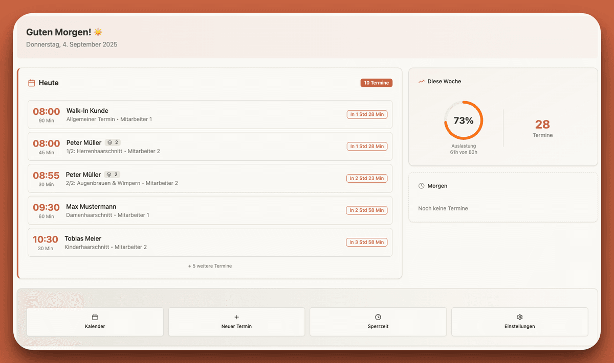 nauw Dashboard für Massage & Wellness