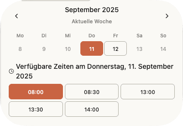 nauw verfügbare Terminslots