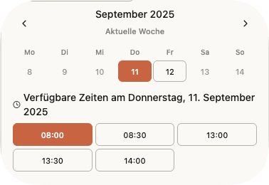 nauw Verfügbarkeitsberechnung mit automatischer Slot-Erkennung und Pufferzeiten